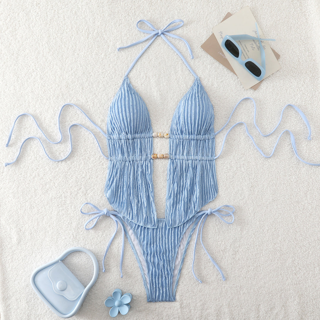Damen Hochwertiger Ripp-Bikini mit verstellbaren Trägern Drune