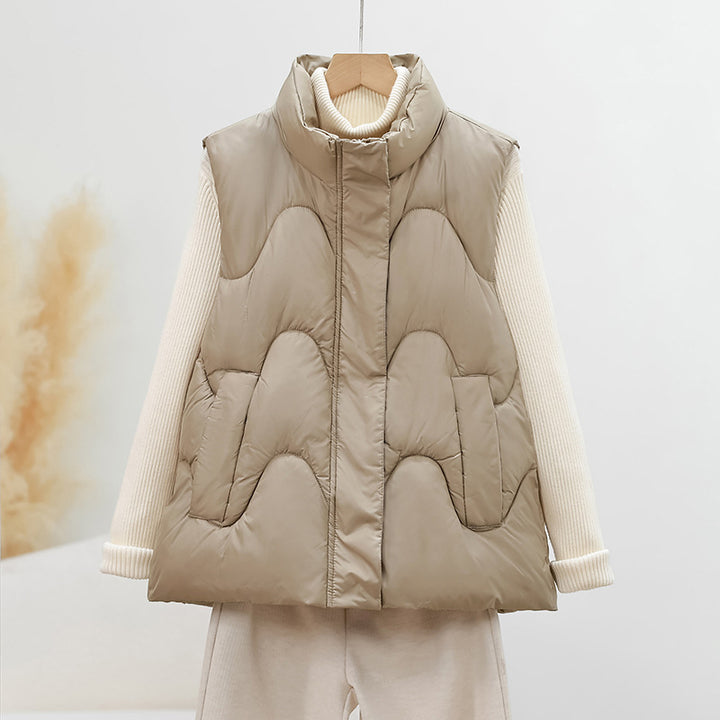 Damen nan ärmellose Steppweste mit hohem Polokragen und ergonomischer Bogensteppung Drune