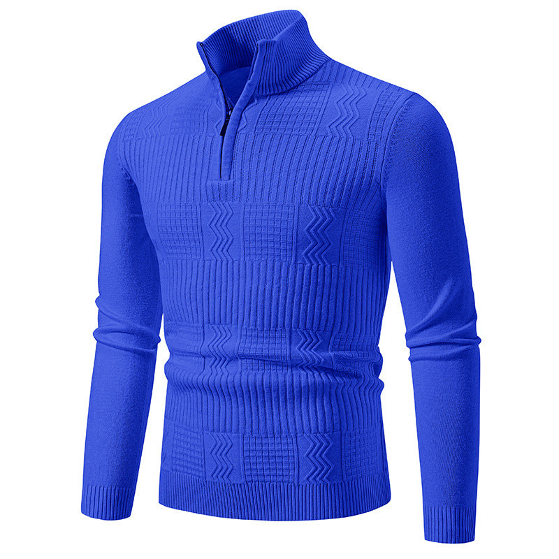 Herren Strukturierter Halbzip-Mockneck-Pullover mit Zopfmuster Drune