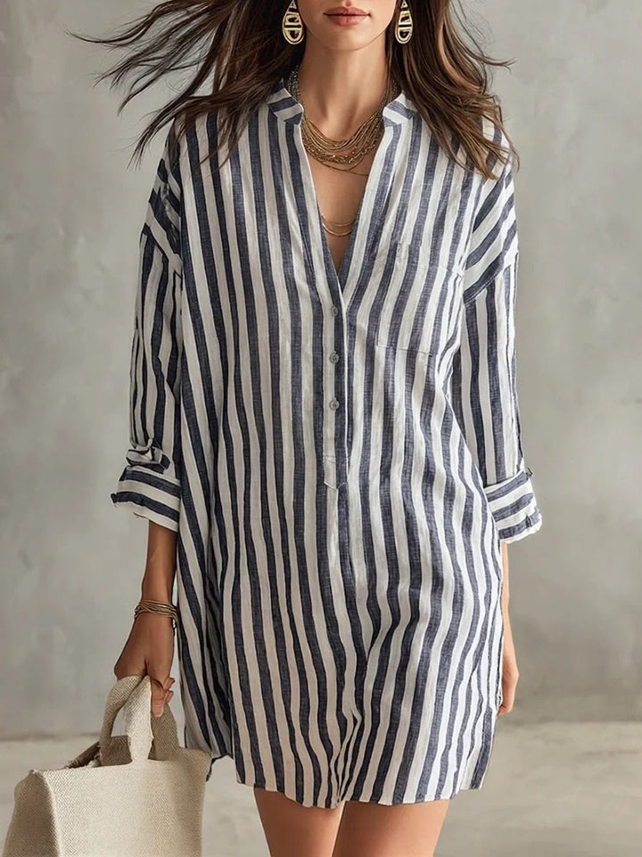 Damen Lässiges und luftiges Leinenhemd Kleid Drune
