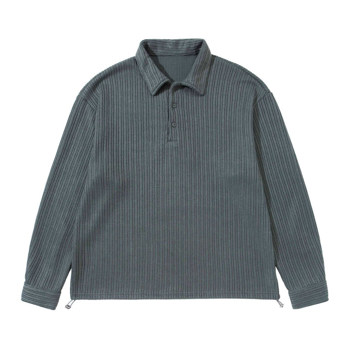 Herren Strukturiertes Poloshirt-Strickpullover mit Knopfleiste und Waffelstrick Drune