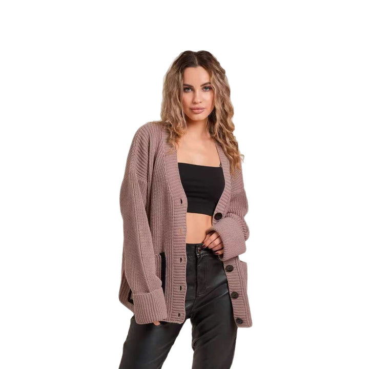 Damen Strickcardigan mit kontrastierenden Knopfdetails und strukturiertem Design Drune