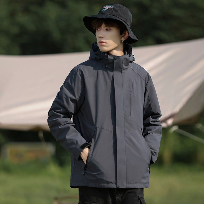 Herren Zweifarbige Wind- und Wasserabweisende Softshelljacke mit Kapuze Drune
