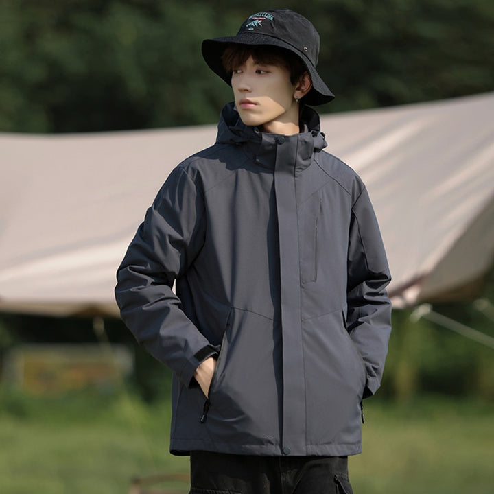 Herren Zweifarbige Wind- und Wasserabweisende Softshelljacke mit Kapuze Drune