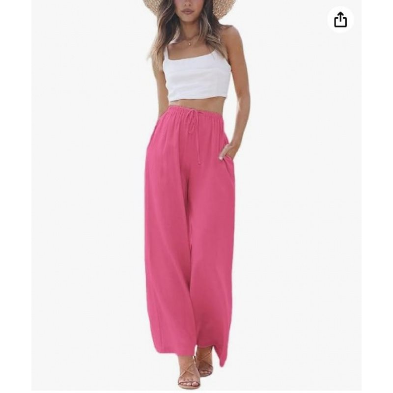 Damen Weite Palazzo-Hose mit elastischem Bund und seitlichen Taschen Drune