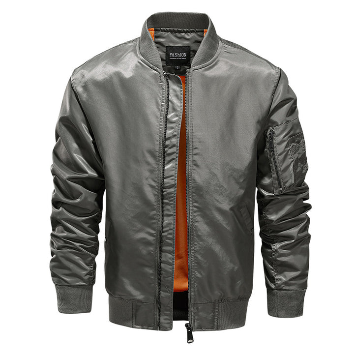 Herren Nylon-Bomberjacke im Aviator‑Stil mit Ärmeltasche und Rippbündchen Drune