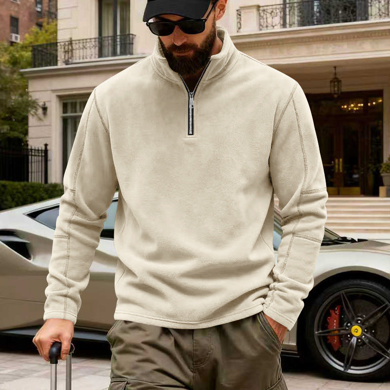 Herren Halbzip-Sweatshirt mit Stehkragen und markanten Nahtdetails Drune