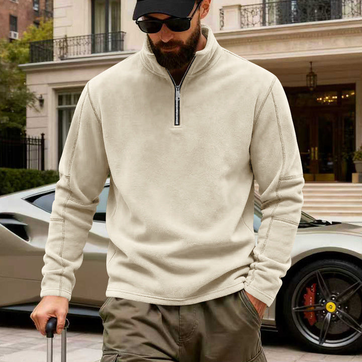 Herren Halbzip-Sweatshirt mit Stehkragen und markanten Nahtdetails Drune