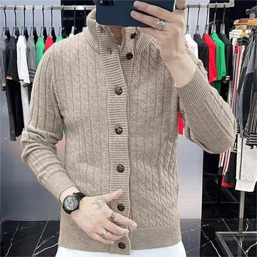 Herren Strickjacke mit strukturiertem Design und Knopfleiste Drune