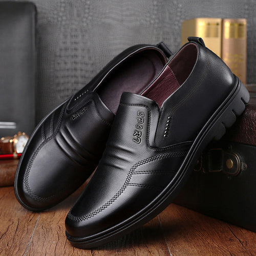 Herren Business-Casual Slipper aus glattem Kunstleder mit stoßdämpfender Gummisohle Drune