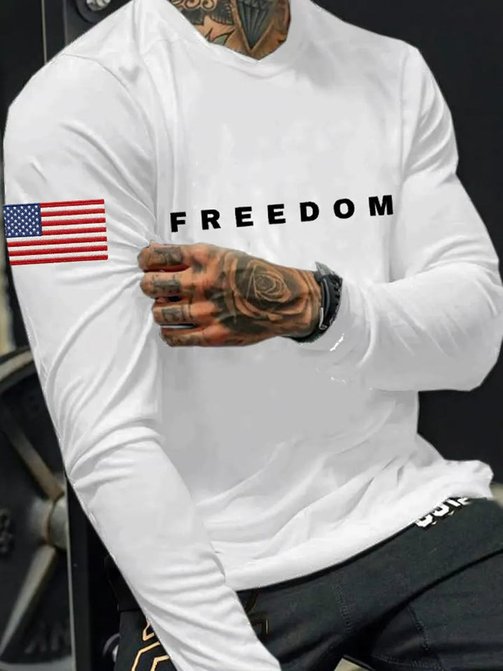 Herren Langarmshirt mit amerikanischem Flaggenmotiv Drune