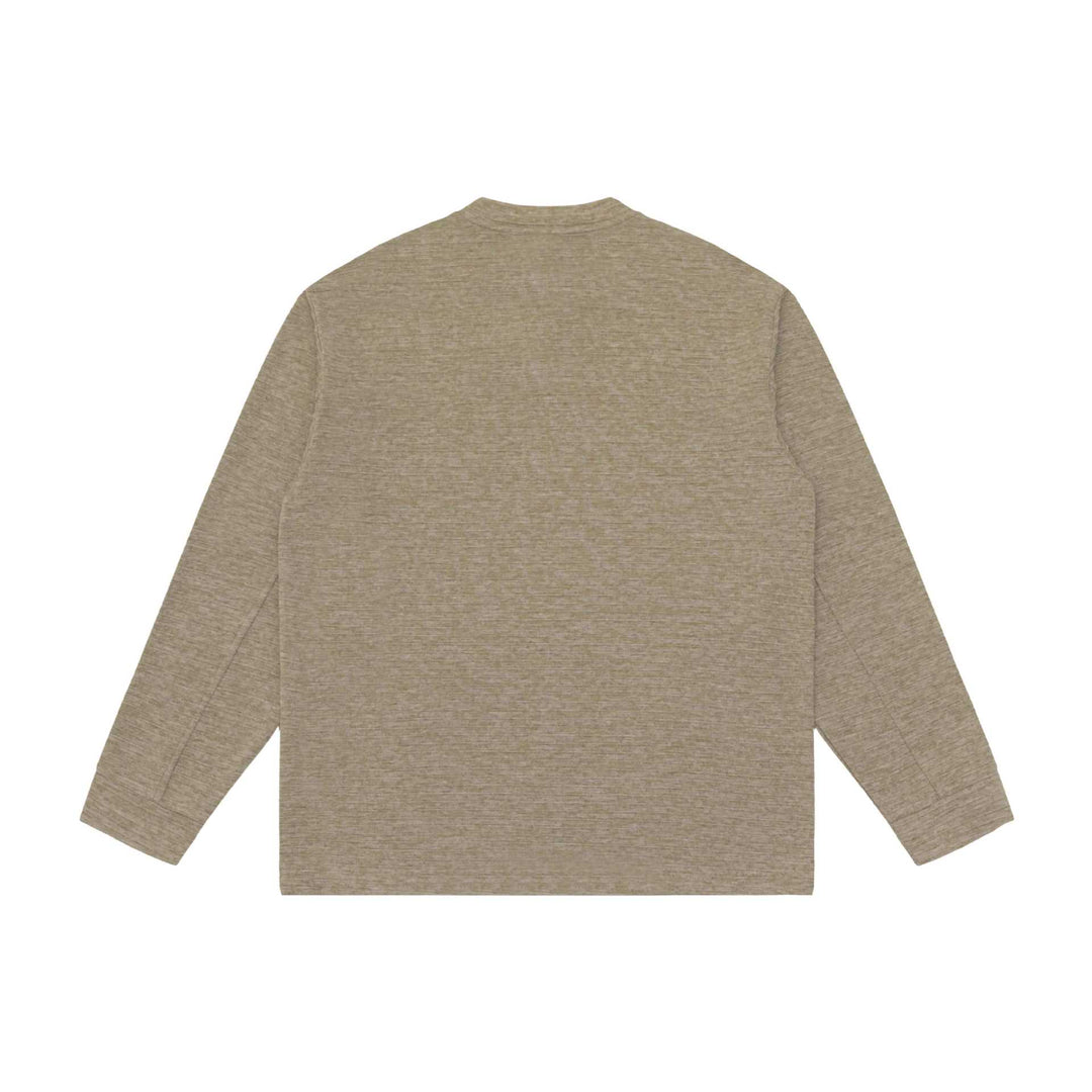 Unisex Strukturierter Henley-Pullover mit kurzem Knopfkragen und Oversize-Schnitt Drune