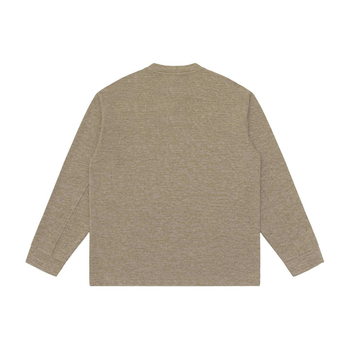 Unisex Strukturierter Henley-Pullover mit kurzem Knopfkragen und Oversize-Schnitt Drune