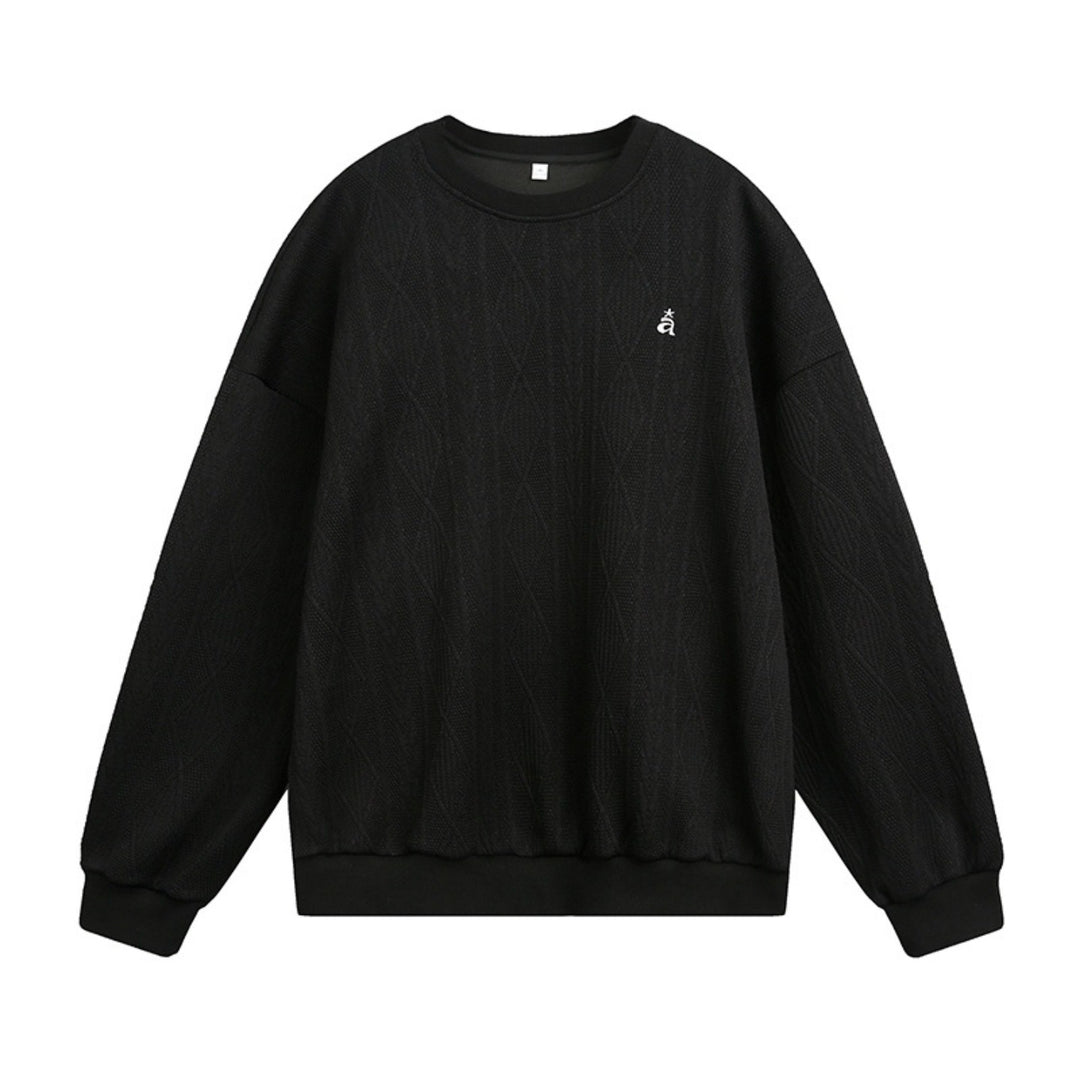 Unisex Strukturiertes Oversize Rundhals‑Sweatshirt mit Zopfmuster und geripptem Saum Drune
