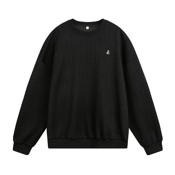 Unisex Strukturiertes Oversize Rundhals‑Sweatshirt mit Zopfmuster und geripptem Saum Drune