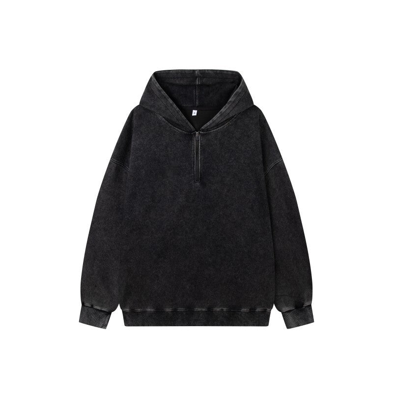 Damen Stilvolle Kapuzenpullover mit halbem Reißverschluss Drune