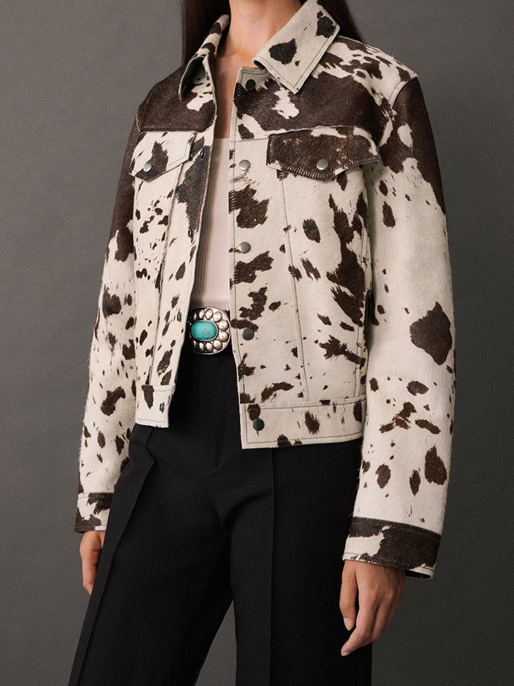 Damen Steppjacke im Cowprint Design mit klassischem Schnitt Drune