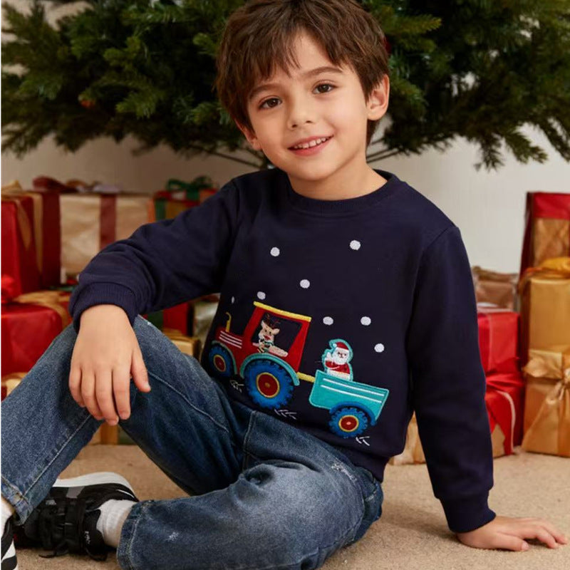 Jungen Sweatshirt mit fröhlichem Traktor- und Weihnachtsmotiv Drune