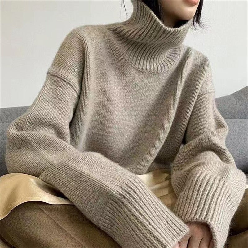 Damen Oversized Rollkragenpullover mit weichem Strick Drune