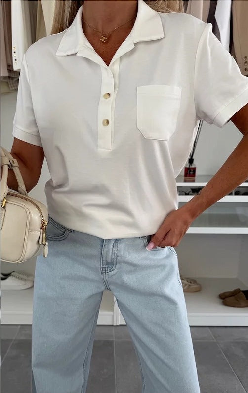 Damen Poloshirt mit Knopfleiste und Brusttasche Drune