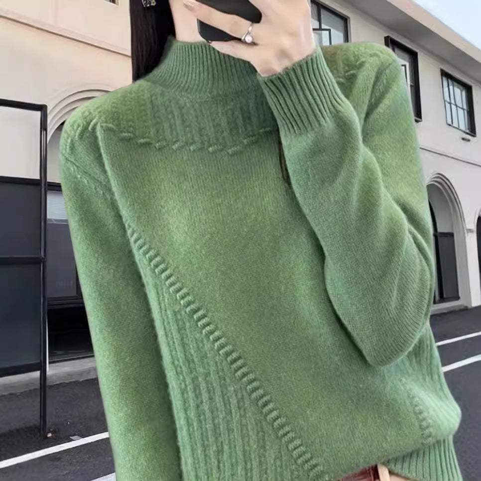 Damen Strickpullover mit elegantem Stehkragen und strukturiertem Design Drune