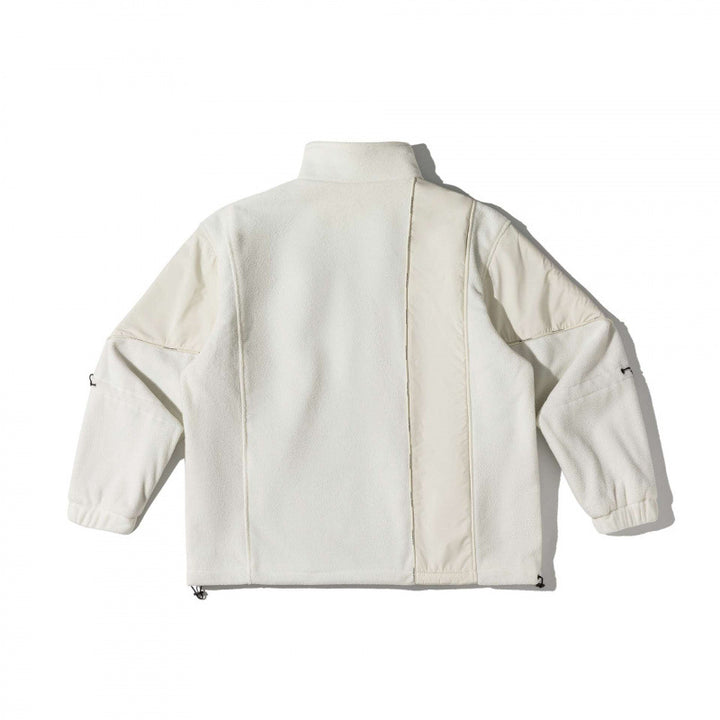 Unisex Oversize-Fleecejacke mit Nylon-Panelen, hohem Stehkragen und Multi-Taschen Drune