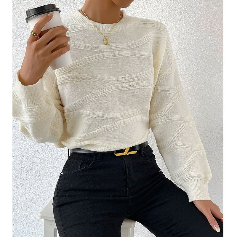 Damen Strickpullover mit raffiniertem Wellenmuster Drune