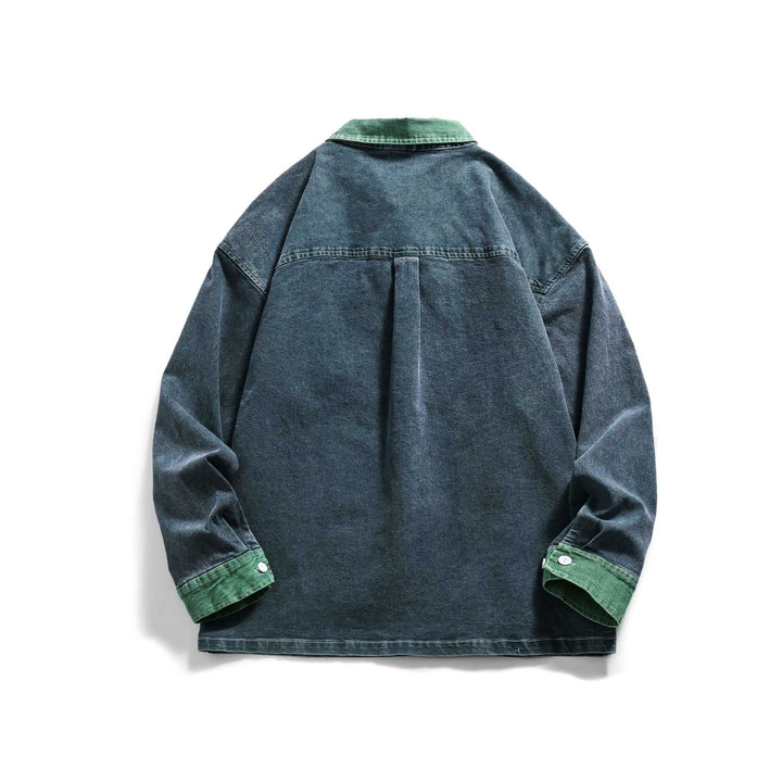 Herren Jeanshemdjacke im Oversize-Schnitt mit ausgefranster Brusttasche Drune