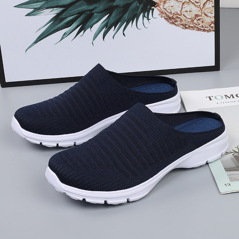 Damen nan gestrickter Schlupf-Clog mit stoßdämpfender EVA-Zwischensohle und ergonomischer Fersenstütze Drune