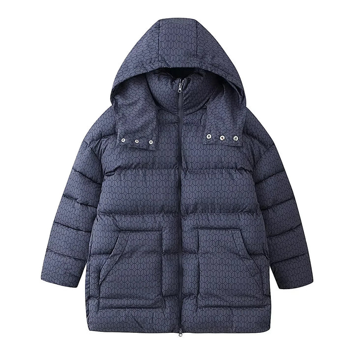 Damen nan gesteppte Kapuzenjacke mit grafischem Steppmuster, zweiwege Reißverschluss und oversized Taschen Drune