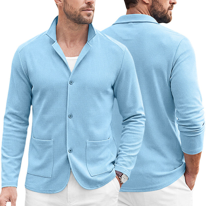 Herren Strickblazer-Cardigan mit Strukturstrick und aufgesetzten Taschen Drune