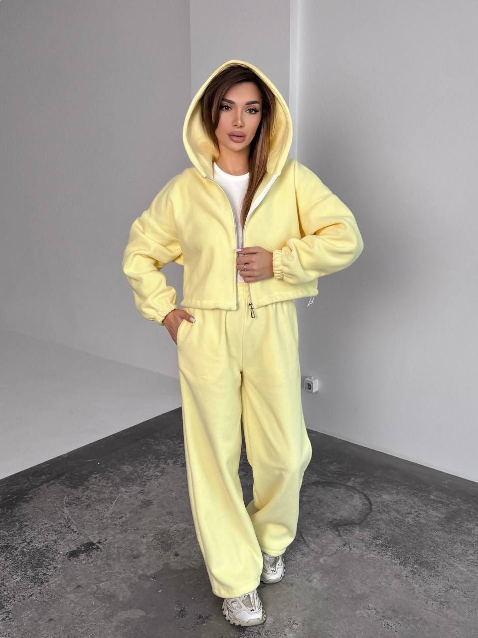 Damen Fleece-Hoodie und entspannte Jogginghose Set