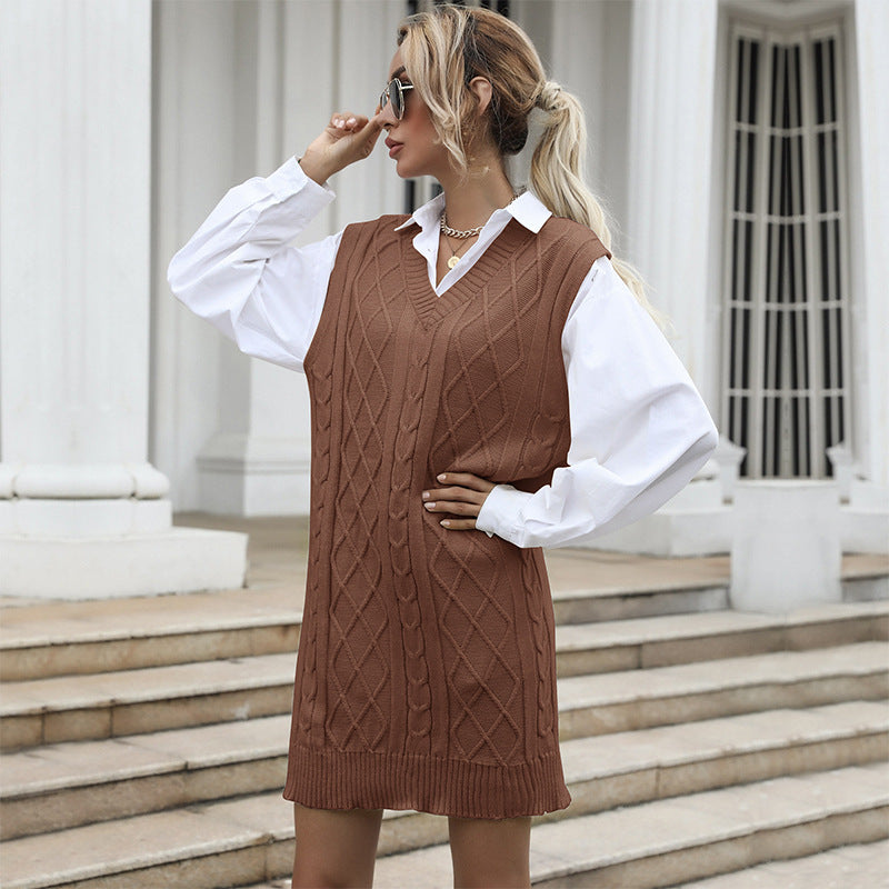 Damen Lässiger Strickpulloverkleid Drune