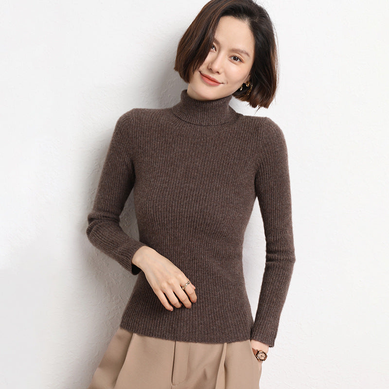 Damen Taillierter Feinstrick-Rollkragenpullover mit feiner Rippenstruktur und Kaschmir-Optik Drune