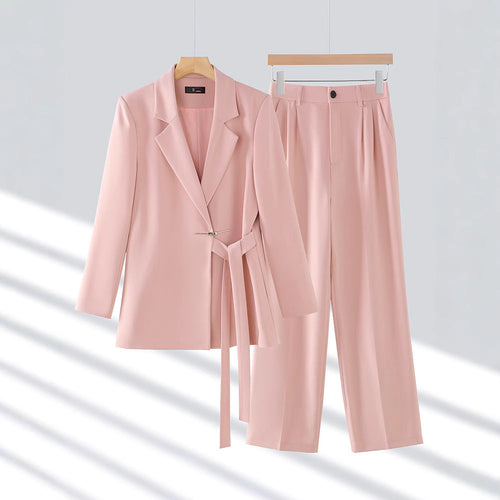 Drune | Jumpsuit Maßgeschneiderter Blazer Taillierter Gürtel Weite Beine Luxuriöser Stoff