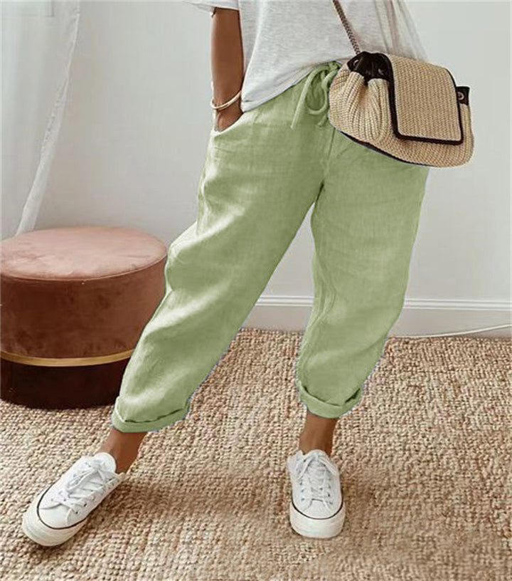 Damen Lockere Bedruckte Jogger mit Kordelzug und Rippbund Drune