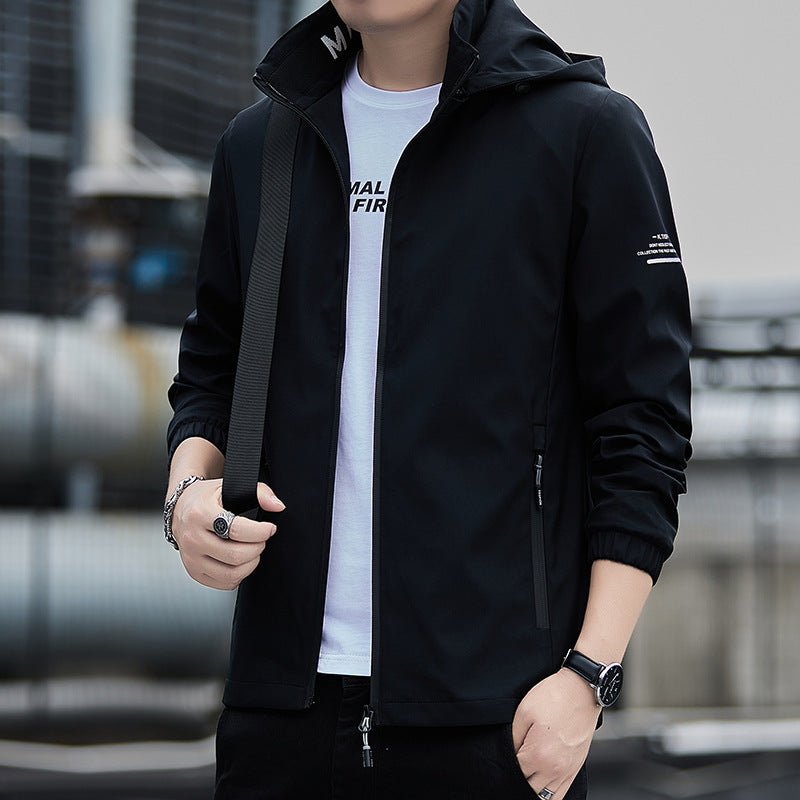 Herren Atmungsaktive Windjacke mit regulierbarer Kapuze Drune