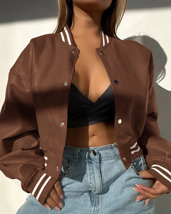 Damen Sportliche Collegejacke im modernen Design mit kontrastierenden Streifen Drune