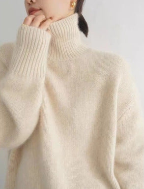 Damen Kaschmir Rollkragenpullover mit weitem Schnitt und eleganter Textur Drune