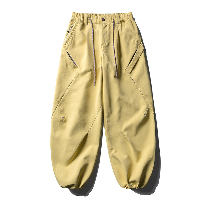 Herren Baggy-Cargohose mit asymmetrischen Eingriffstaschen, Tunnelzugbund und elastischen Knöchelabschlüssen Drune