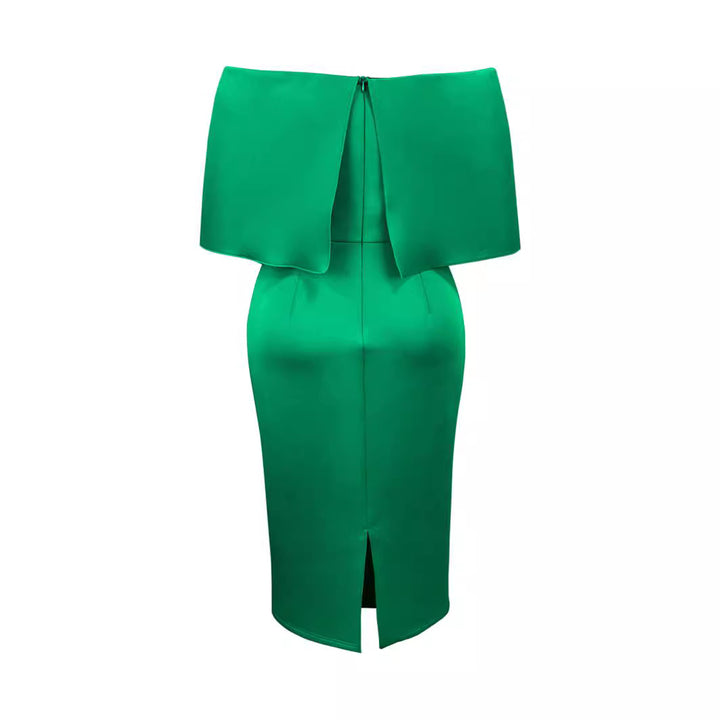 Damen figurbetontes Abendkleid mit abnehmbarem Tüllüberwurf und Schleifen-Detail Drune