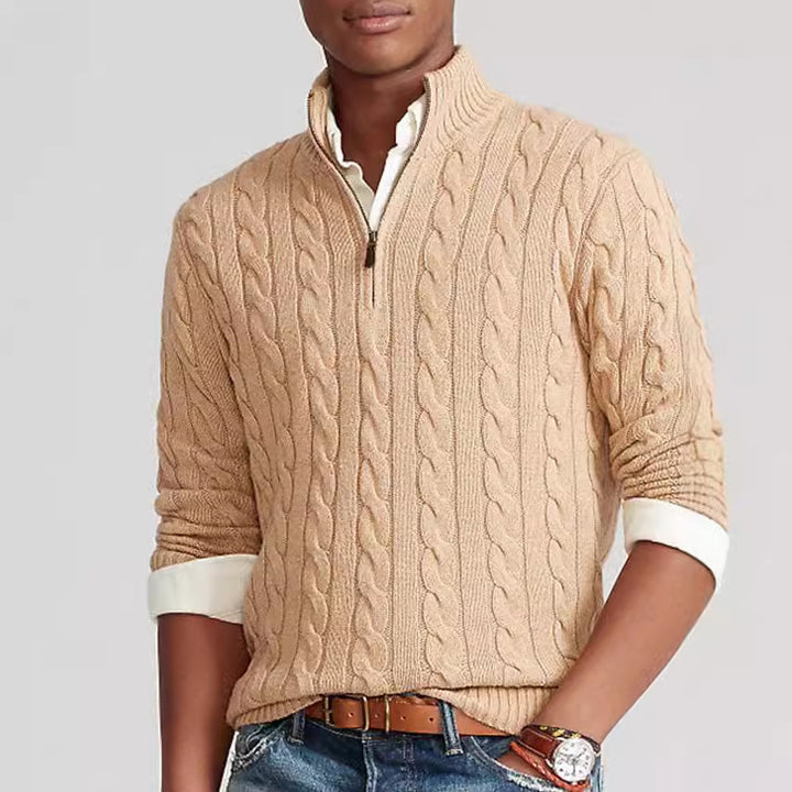 Herren Strickpullover mit Stehkragen und Reißverschluss Drune