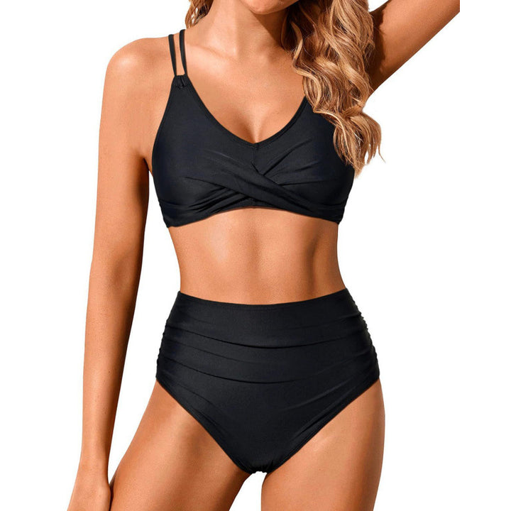 Damen Hochtailliertes Bikini-Set mit gerafftem Oberteil Drune