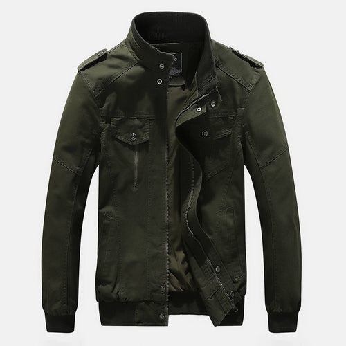 Herren Kurz geschnittene Canvas-Fieldjacke mit Stehkragen Epauletten und Rippenbündchen Drune
