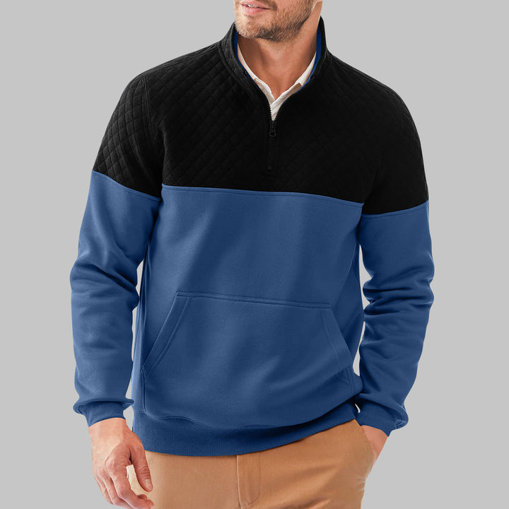 Herren Fleece-Pullover mit Steppdetails und hohem Kragen Drune
