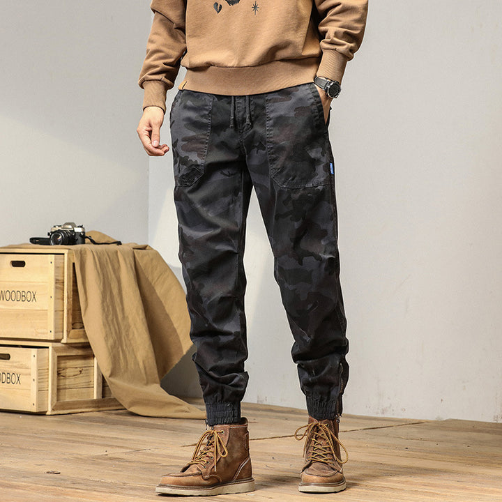 Herren Army‑Utility Cargo‑Jogger aus Baumwoll‑Twill mit aufgesetzten Klapptaschen und elastischen Bündchen Drune