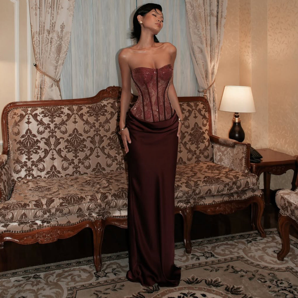 Damen Korsettkleid mit elegantem, fließendem Rock Drune