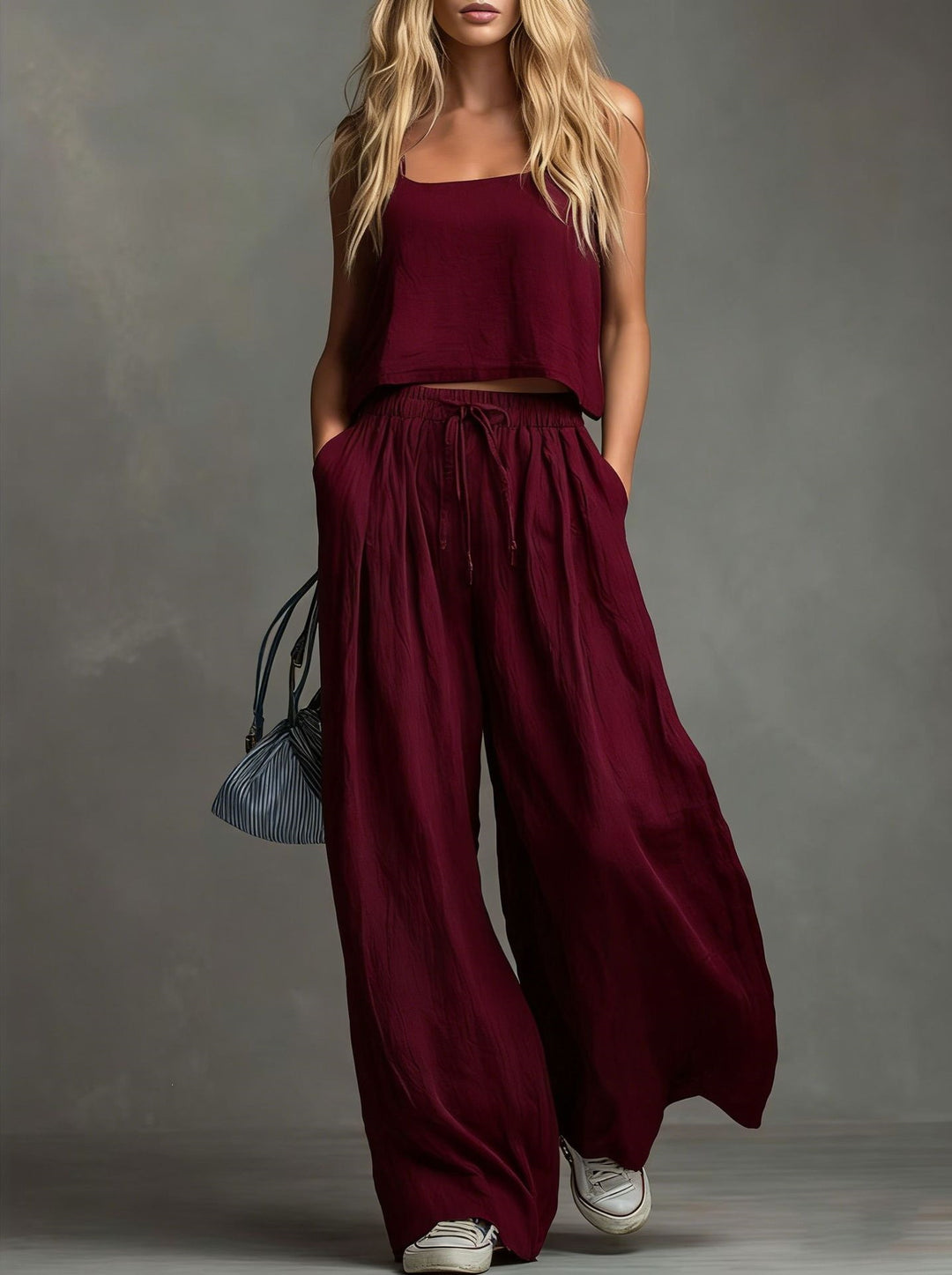 Damen Sommerliches Freizeit-Set mit weitem Oberteil und lässiger Hose Drune