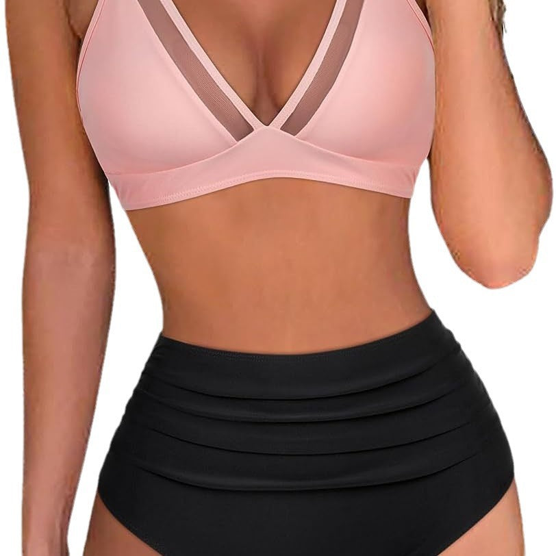 Damen Sportliches Bikini-Set mit atmungsaktiver Mesh-Ausschnittherstellung Drune