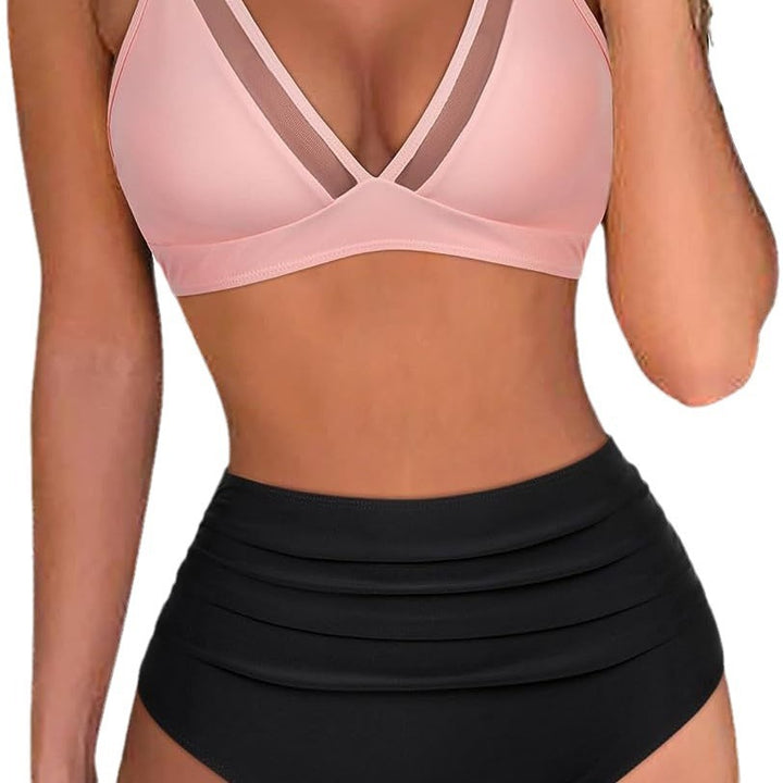 Damen Sportliches Bikini-Set mit atmungsaktiver Mesh-Ausschnittherstellung Drune